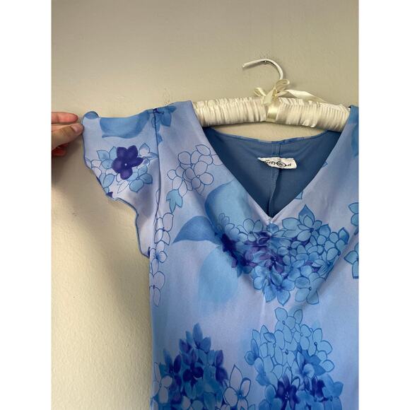 Vintage 90s Blue Floral Bias-Cut Dress – Steppin' Out - Picture 2 of 7